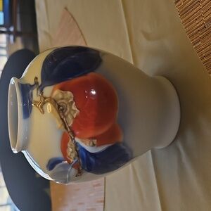 Vintage Japanese Mid-Century Fukagawa Porcelain Persimmon Vase 6.5" Tall